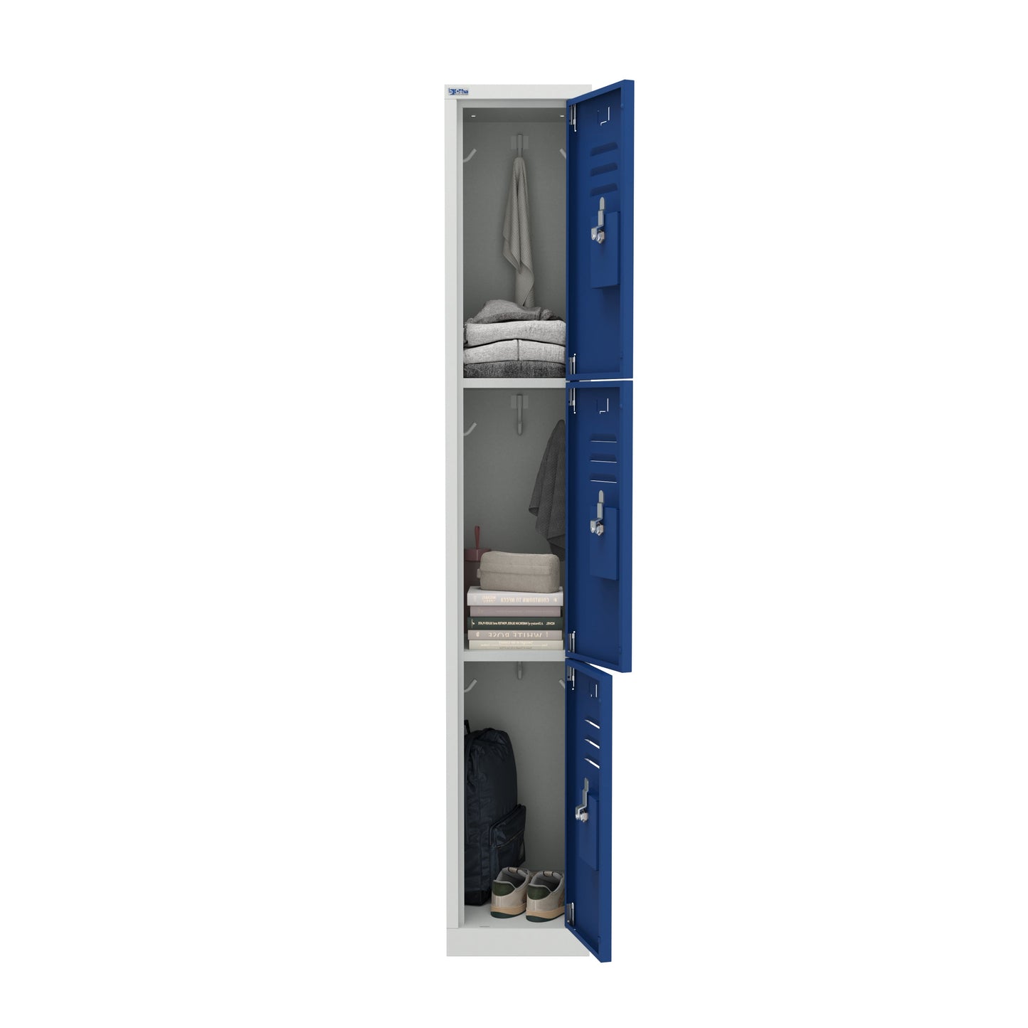 RH Series, Commercial Grade Steel 3-Tier Locker, Louver Vents, Banks of 1, 2, 3, or 4