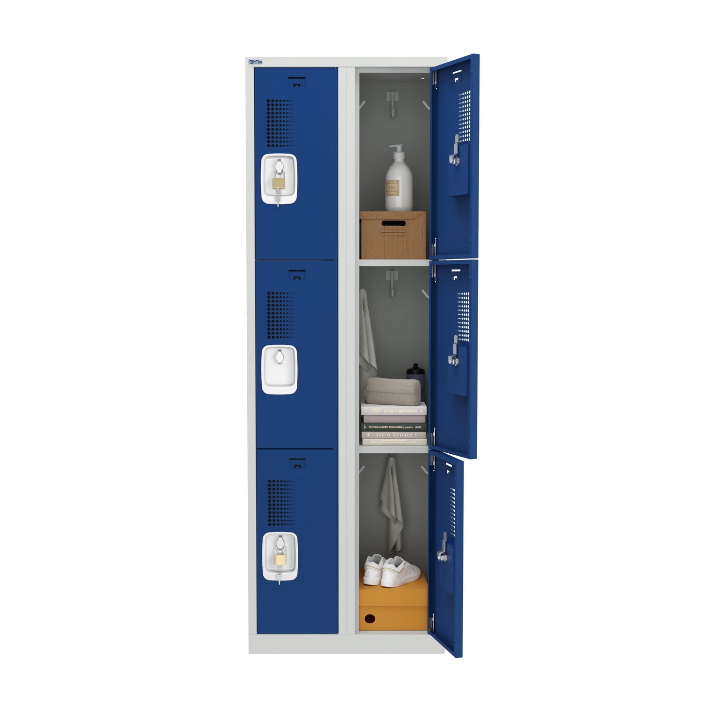 NH Series 3-Tier Premium Steel Locker with Front Vents, Heavy Duty
