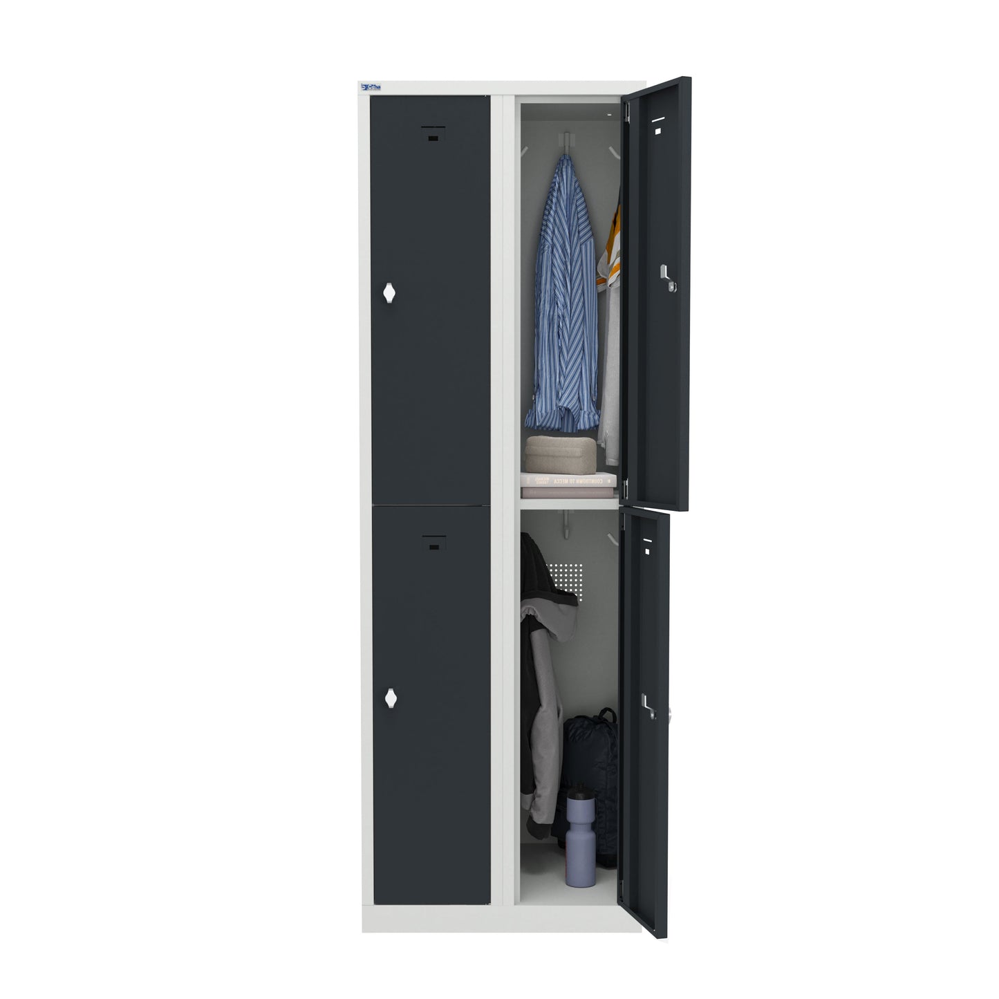 PH Series Premium Steel 2-Tier Lockers, Rear Ventilated, Name Plate Holder