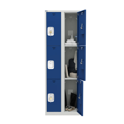 PH Series Premium Steel 3-Tier Lockers, Rear Ventilated, Name Plate Holder