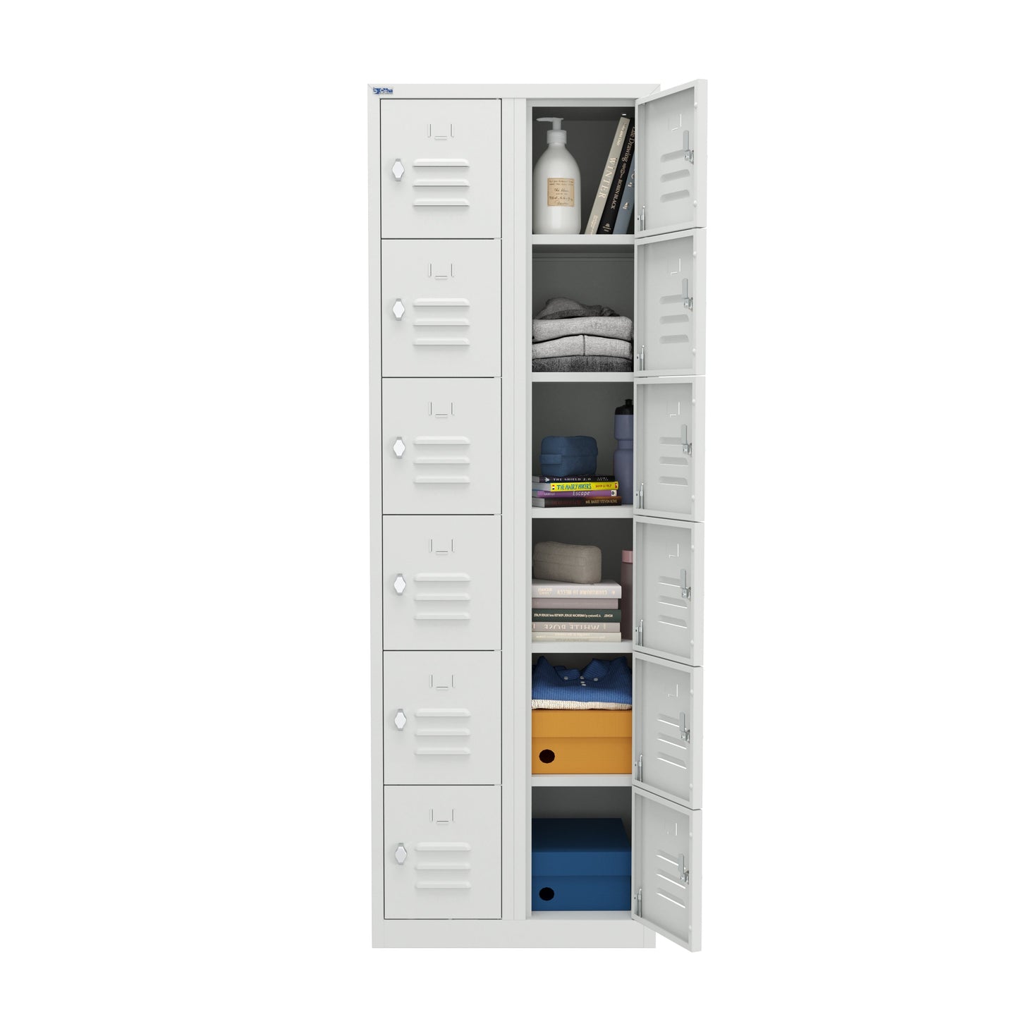 RH Series, Commercial Grade Steel 6-Tier Locker, Louver Vents, Banks of 1, 2, 3, or 4