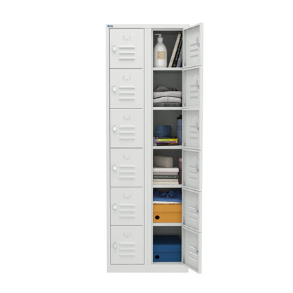 RH Series, Commercial Grade Steel 6-Tier Locker, Louver Vents, Banks of 1, 2, 3, or 4