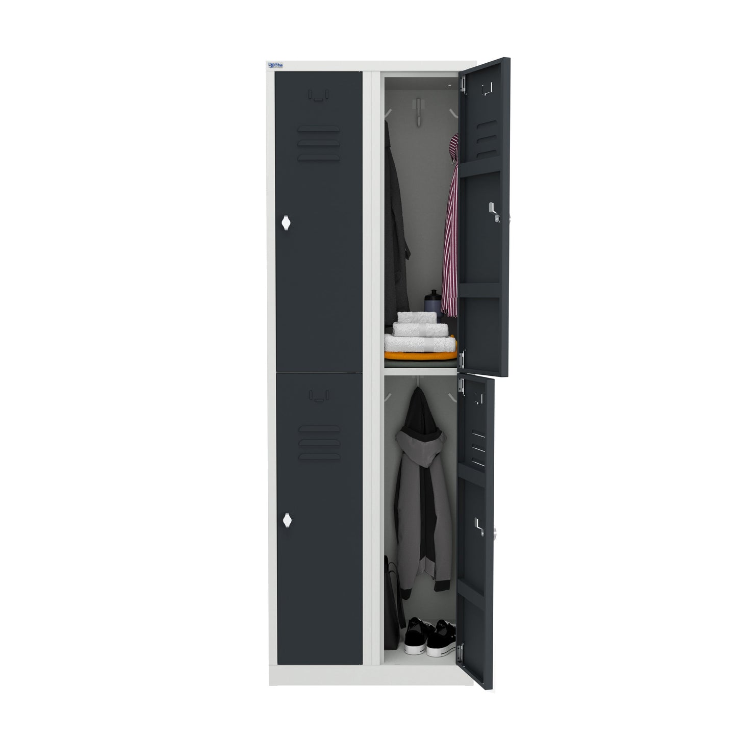 RH Series, Commercial Grade Steel 2-Tier Locker, Louver Vents, Banks of 1, 2, 3, or 4