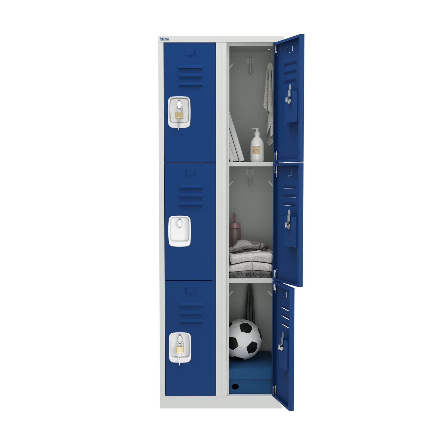 RH Series, Commercial Grade Steel 3-Tier Locker, Louver Vents, Banks of 1, 2, 3, or 4