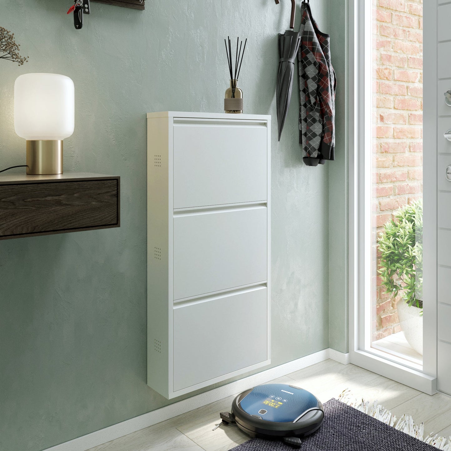 Metal Shoe Cabinet, Wall-Mountable, 3–5 Tier Storage, Multiple Ventilation Options - AYK Series