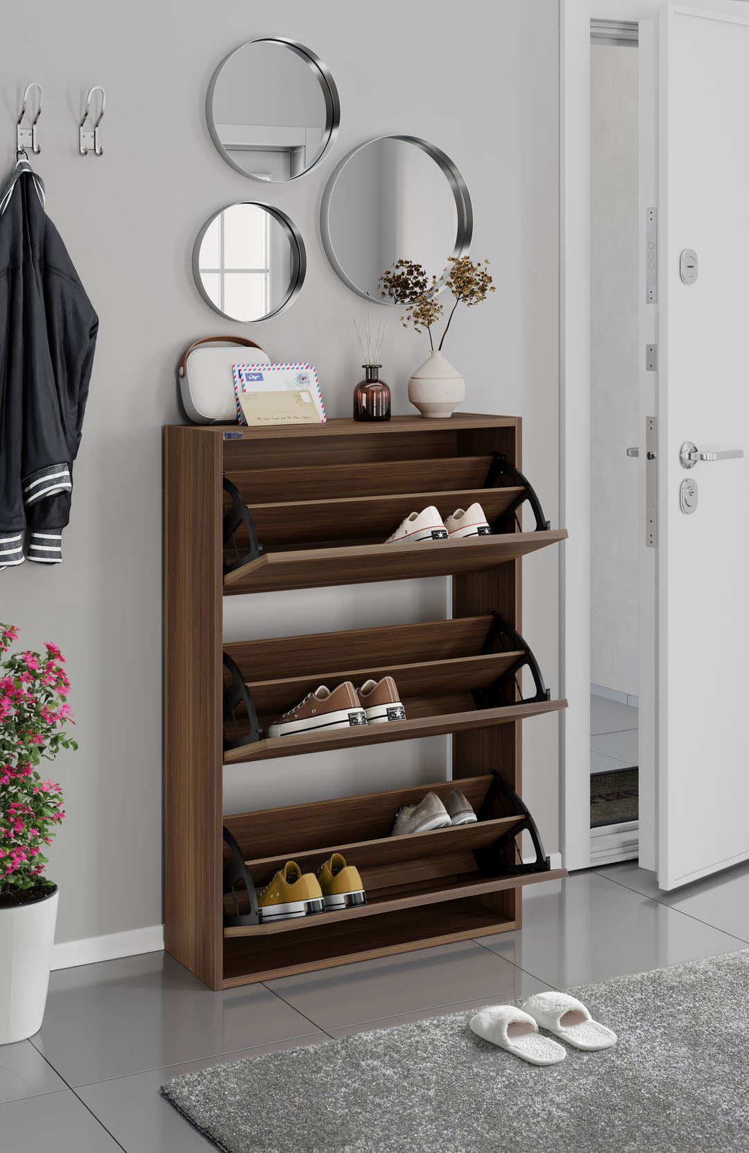 3-Tier Wooden Shoe Cabinet