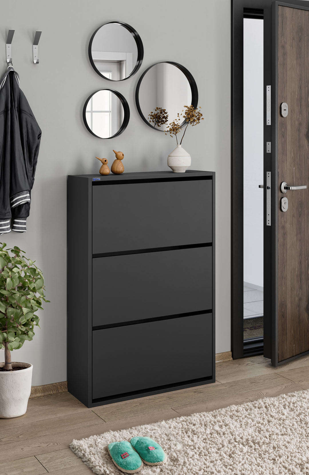3-Tier Wooden Shoe Cabinet