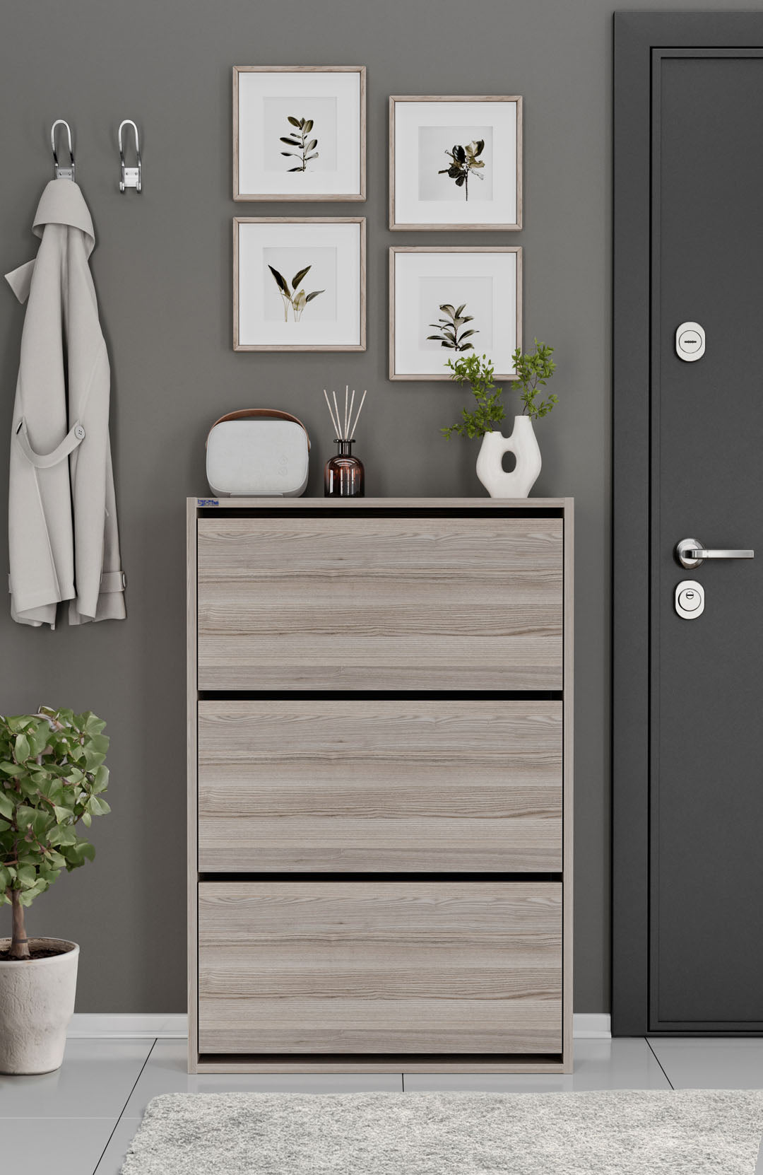 3-Tier Wooden Shoe Cabinet