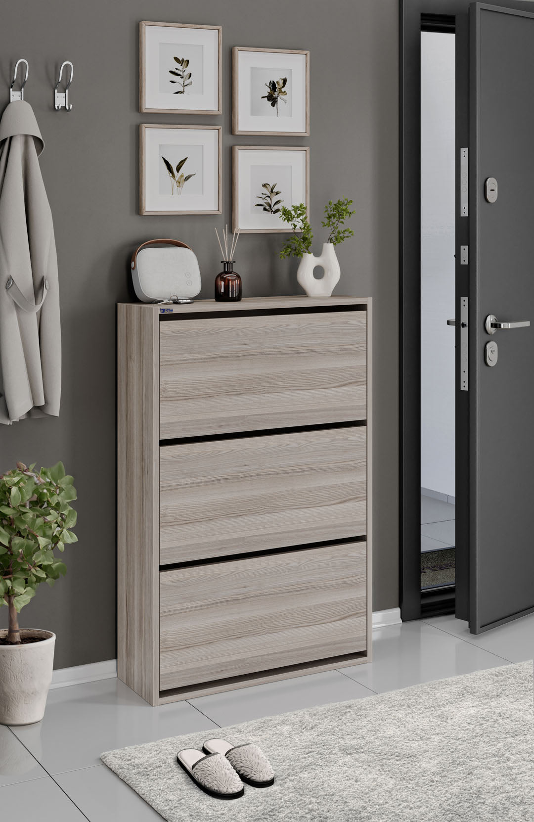 3-Tier Wooden Shoe Cabinet