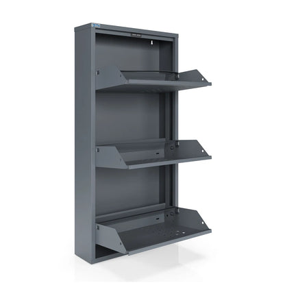 Antibacterial 3 Tier Metal Shoe Cabinet Front Holes