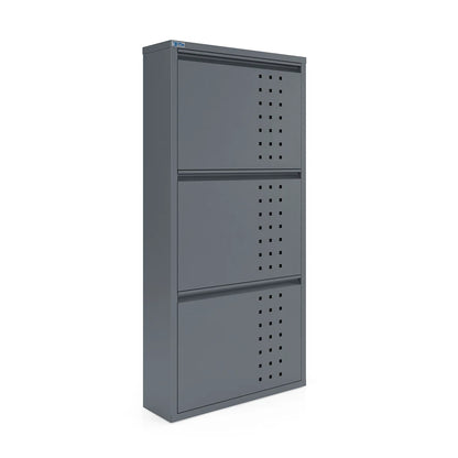 Antibacterial 3 Tier Metal Shoe Cabinet Front Holes