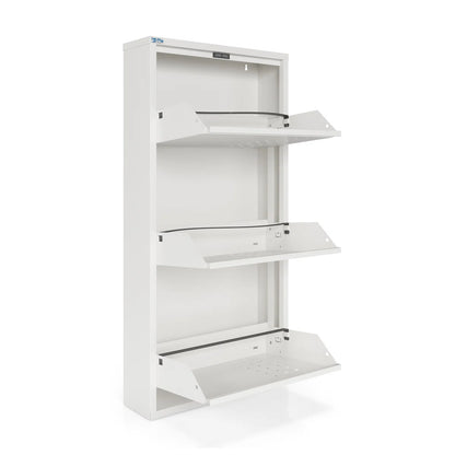 Antibacterial 3 Tier Metal Shoe Cabinet Front Holes