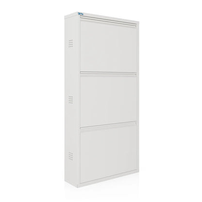 Antibacterial 3 Tier Metal Shoe Cabinet Side Holes
