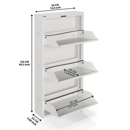 Antibacterial 3 Tier Metal Shoe Cabinet Side Holes