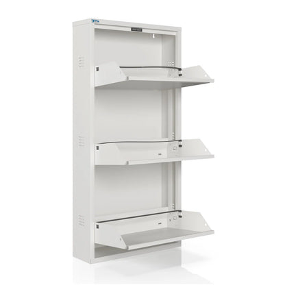 Antibacterial 3 Tier Metal Shoe Cabinet Side Holes
