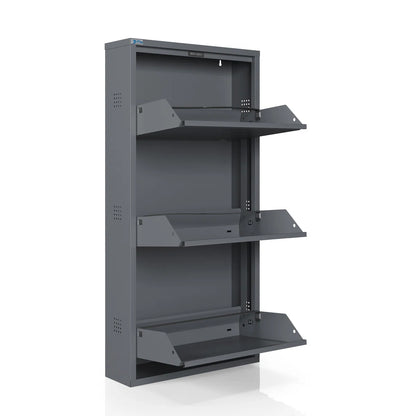 Antibacterial 3 Tier Metal Shoe Cabinet Side Holes