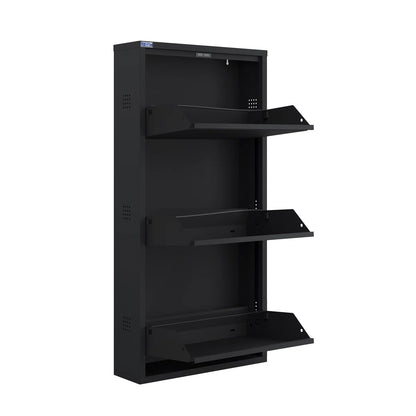 Antibacterial 3 Tier Metal Shoe Cabinet Side Holes