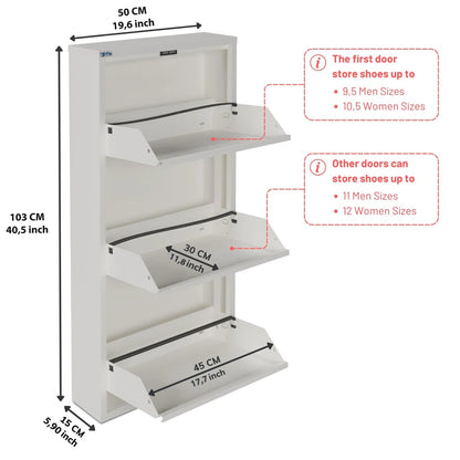Antibacterial 3 Tier metal shoe cabinet without holes