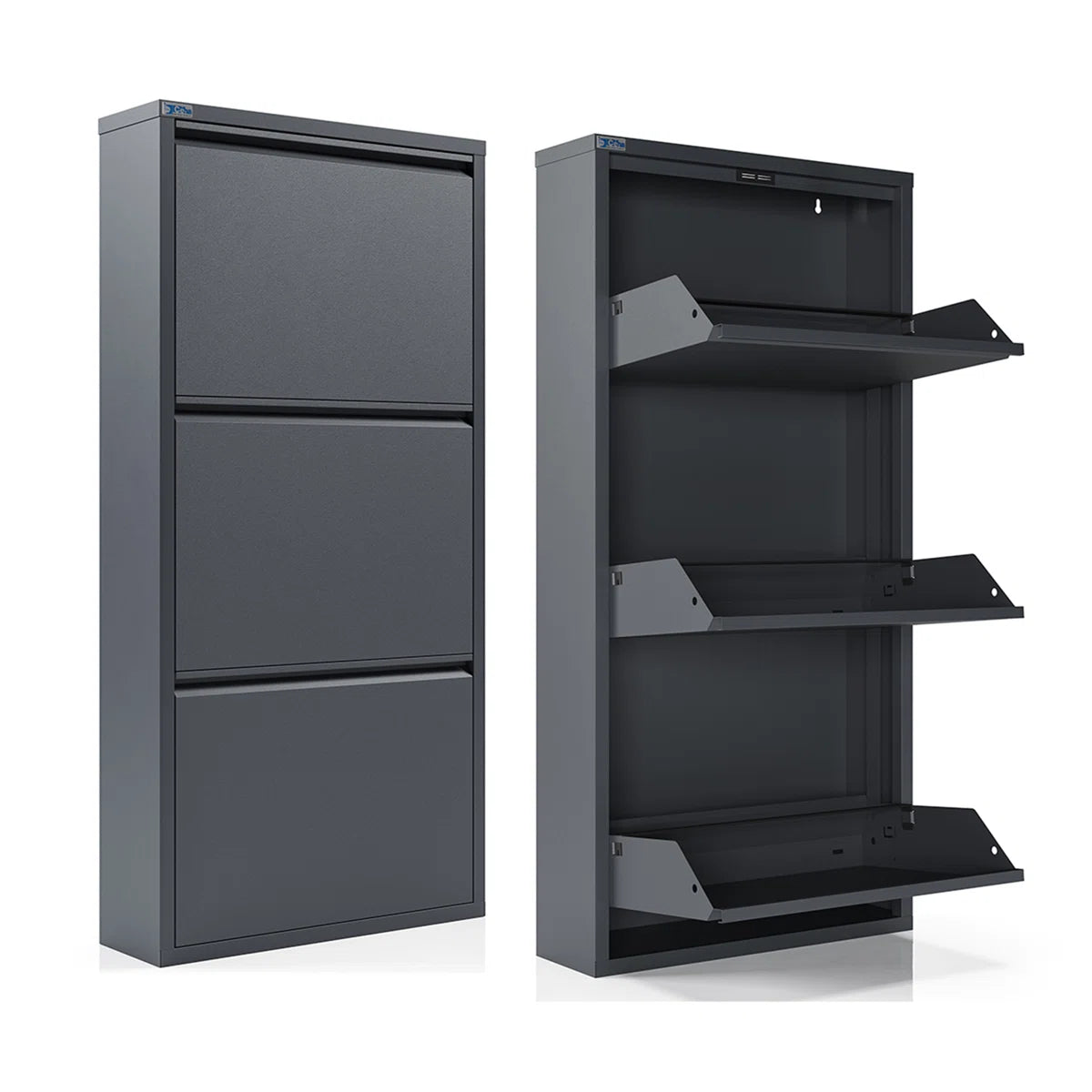 Antibacterial 3 Tier metal shoe cabinet without holes