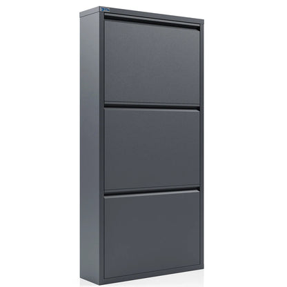 Antibacterial 3 Tier metal shoe cabinet without holes