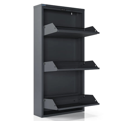 Antibacterial 3 Tier metal shoe cabinet without holes