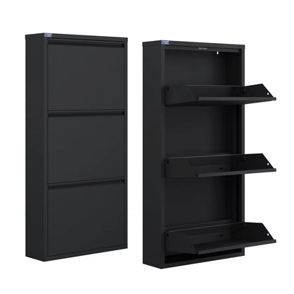Antibacterial 3 Tier metal shoe cabinet without holes