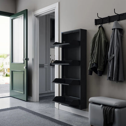 Antibacterial 4 Tier Metal Shoe Cabinet Side Holes