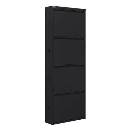 Antibacterial 4 Tier Metal Shoe Cabinet Side Holes