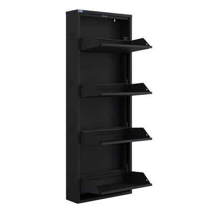 Antibacterial 4 Tier Metal Shoe Cabinet Side Holes