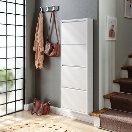 Antibacterial 4 Tier Metal Shoe Cabinet Side Holes