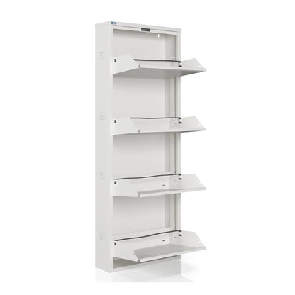 Antibacterial 4 Tier Metal Shoe Cabinet Side Holes