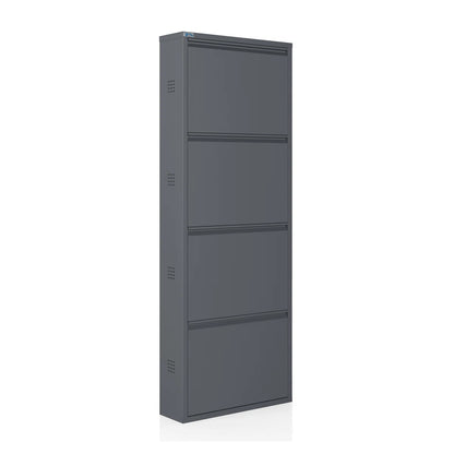 Antibacterial 4 Tier Metal Shoe Cabinet Side Holes