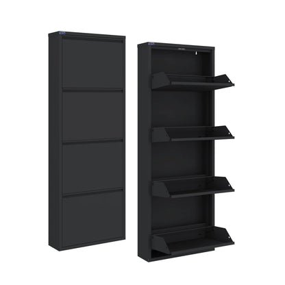 Antibacterial 4 Tier Metal Shoe Cabinet Without Holes