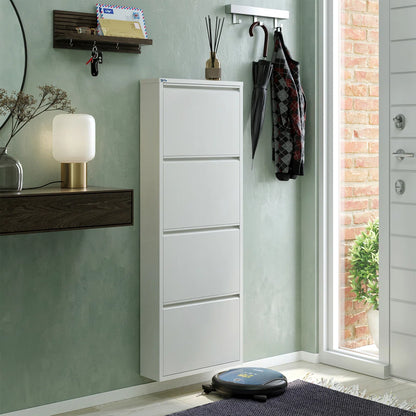 Antibacterial 4 Tier Metal Shoe Cabinet Without Holes