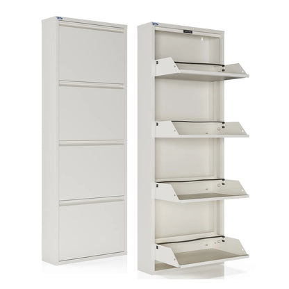 Antibacterial 4 Tier Metal Shoe Cabinet Without Holes