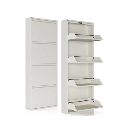 Antibacterial 4 Tier Metal Shoe Cabinet Without Holes