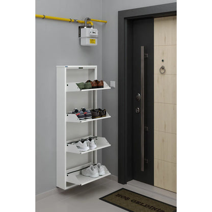 Antibacterial 4 Tier Metal Shoe Cabinet Without Holes