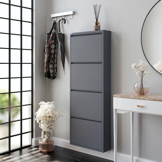 Antibacterial 4 Tier Metal Shoe Cabinet Without Holes