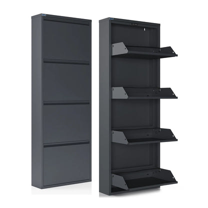 Antibacterial 4 Tier Metal Shoe Cabinet Without Holes