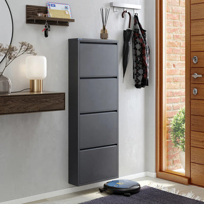 Antibacterial 4 Tier Metal Shoe Cabinet Without Holes