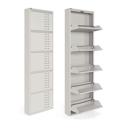 Antibacterial 5 Tier Metal Shoe Cabinet Front Holes