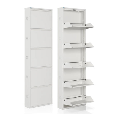 Antibacterial 5 Tier Metal Shoe Cabinet Side Holes