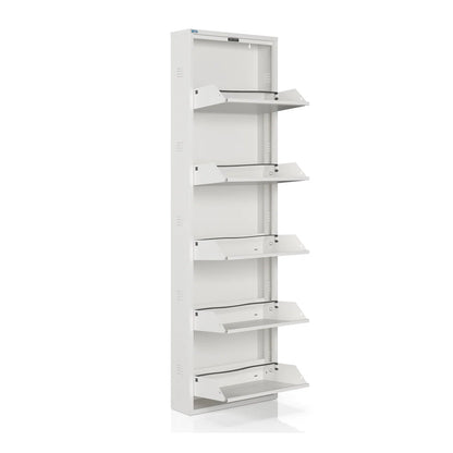 Antibacterial 5 Tier Metal Shoe Cabinet Side Holes