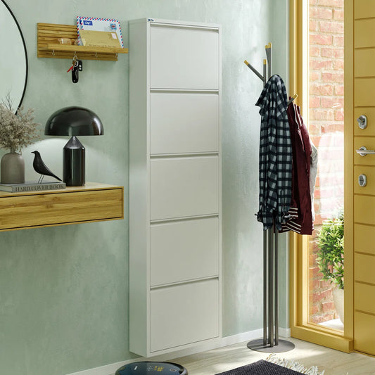 Antibacterial 5 Tier Metal Shoe Cabinet Without Holes