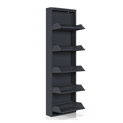 Antibacterial 5 Tier Metal Shoe Cabinet Without Holes