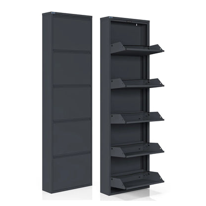Antibacterial 5 Tier Metal Shoe Cabinet Without Holes