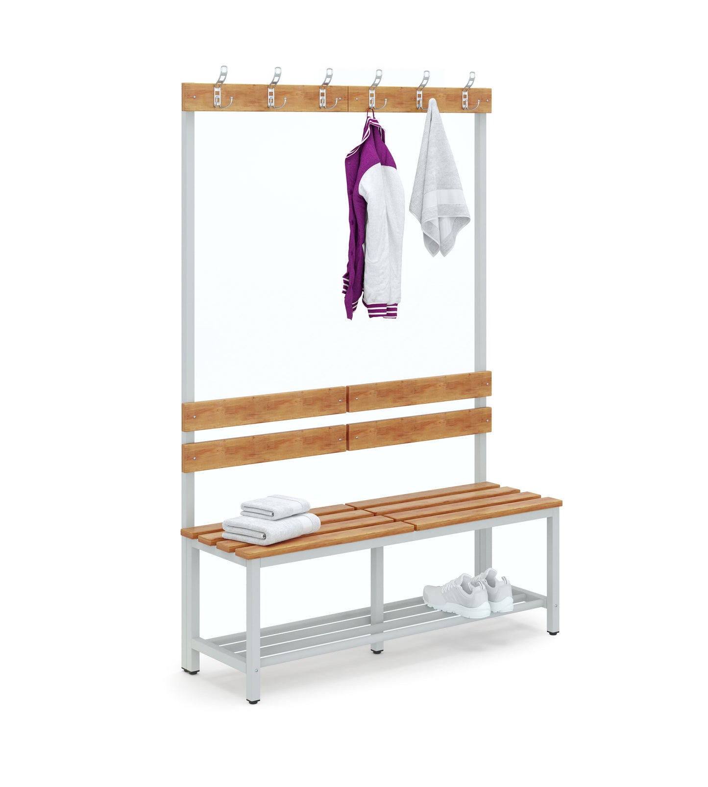 CB-ASK Multipurpose Bench with Shoe Space and Back Support – Light Gray (Flat Pack)