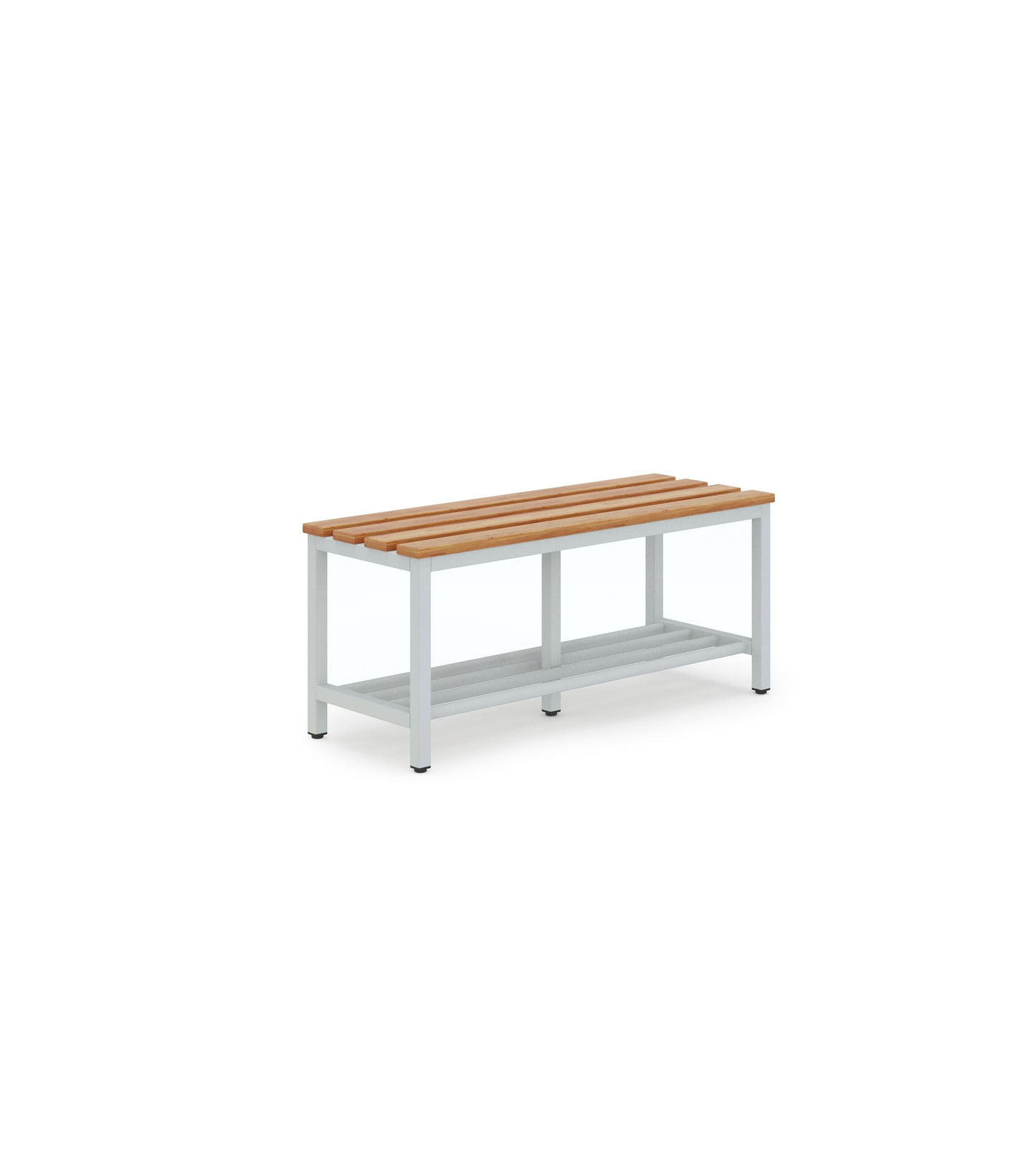 CB-CH Multipurpose Bench with Shoe Rack and varnished hornbeam slats - Light Gray (Flat Pack)