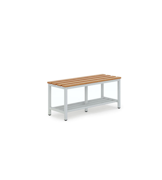 CB-CH Multipurpose Bench with Shoe Rack and varnished hornbeam slats - Light Gray (Flat Pack)