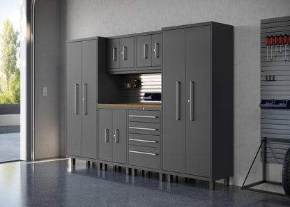 Core Plus Series 7pc Cabinet Set with Base, Tool, Wall Cabinets and 30" Lockers